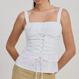 White Lace-Up Corset Top